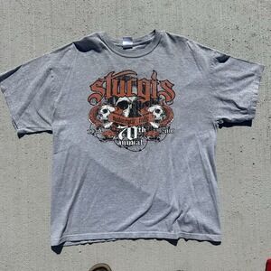 Sturgis Motorcycle 2010 70th Annual Tshirt Gray Size XL Y2K Vintage